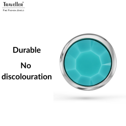Traveller Earrings - Silver Coloured - Crystal - Turquoise - Platinum Plated - 10mm - 157857