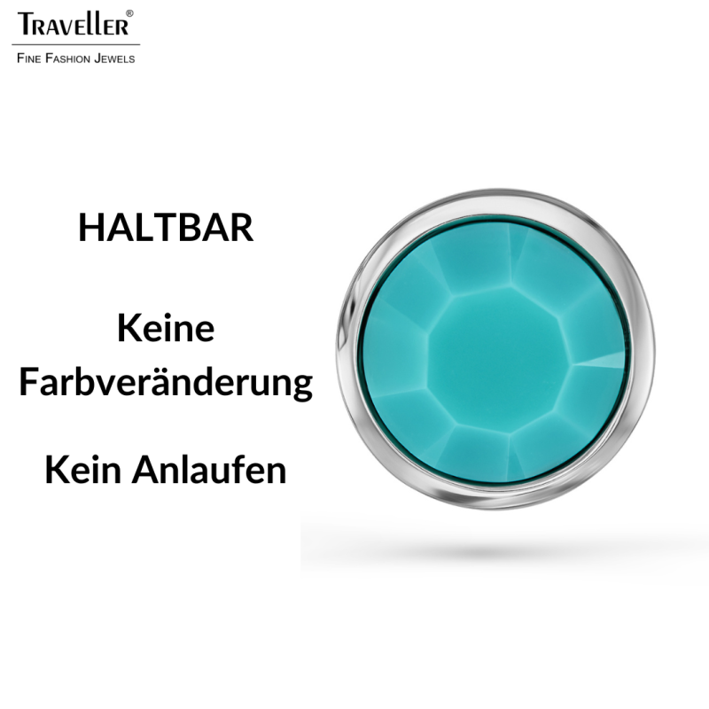 Traveller Ohrstecker - Silberfarben - Kristall - Türkis - Platiniert - 10mm - 157857