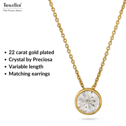 Traveller Pendant with Necklace - Gold Plated - Kristal - 10mm - 40+4+4cm - 157858