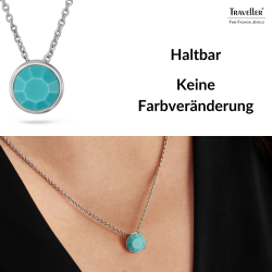 Traveller Anhänger mit Kette - Silberfarben - Kristall - 10mm - Türkis - Platiniert - 40+4+4cm - 157864