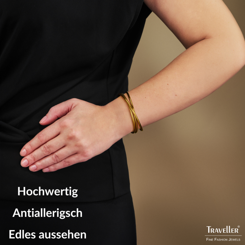 Traveller Bangle - Bracelet - Stainless Steel - Gold Plated - 64x55 mm - 181310
