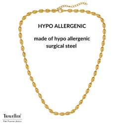 Traveller Necklace - Stainless Steel - Gold Plated - Oval Drops - 45+5 cm - 181311