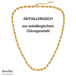 Traveller Collier - Edelstahl - Vergoldet - Oval Tropfen - 45+5 cm - 181311