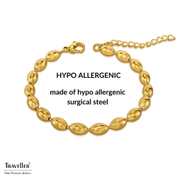 Traveller Bracelet - Stainless Steel - Gold Plated - Oval Drops - 17+4 cm - 181312