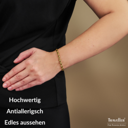 Traveller Armband - Edelstahl - Vergoldet - Ovale Tropfen - 17+4 cm - 181312