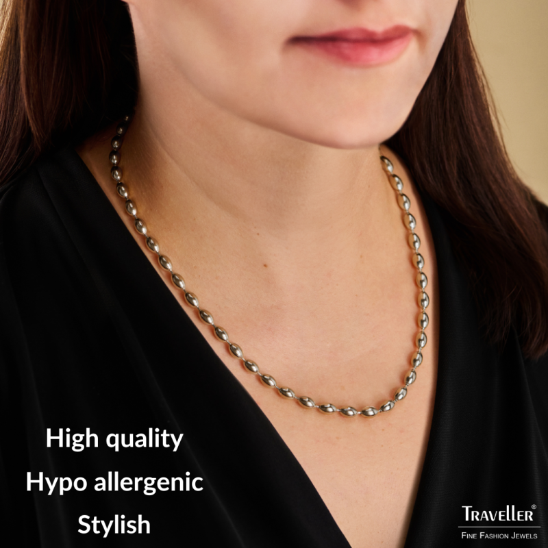 Traveller Necklace - Stainless Steel - Oval Drops - 45+5 cm - 181313