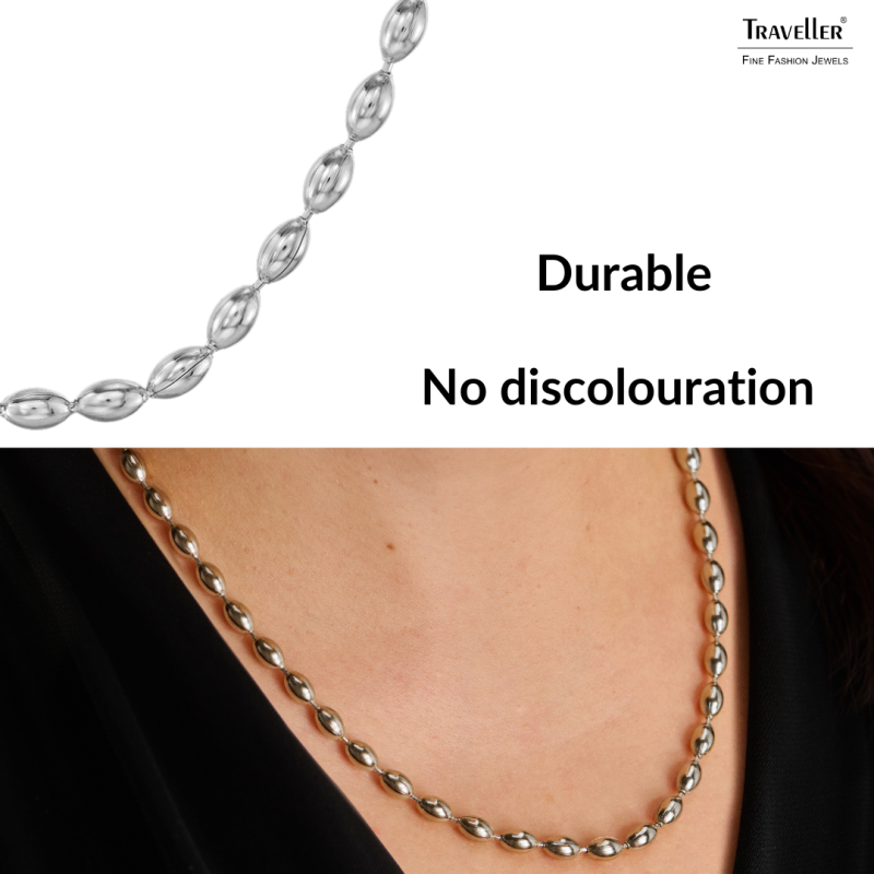 Traveller Necklace - Stainless Steel - Oval Drops - 45+5 cm - 181313