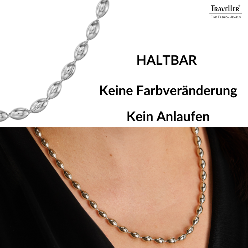Traveller Collier - Edelstahl - Ovale Tropfen - 45+5 cm - 181313