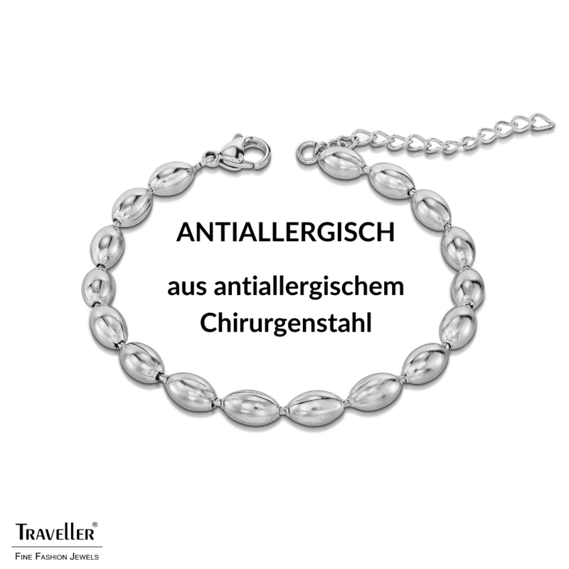 Traveller Armband - Edelstahl - Ovale Tropfen - 17+4 cm - 181314