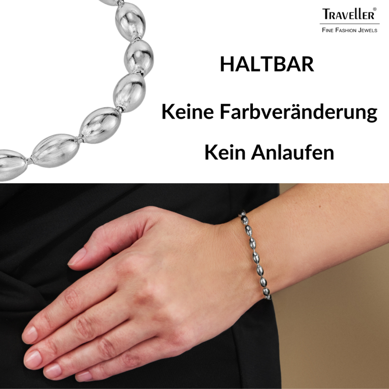 Traveller Armband - Edelstahl - Ovale Tropfen - 17+4 cm - 181314