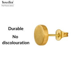 Traveller Stud Earrings - Stainless Steel - Gold Plated - Matt - Round - 8mm - 181307 