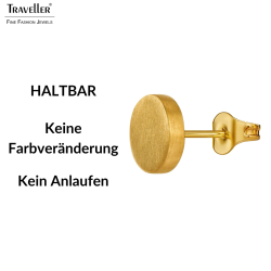 Traveller Ohrstecker - Edelstahl - Vergoldet - Matt - Rund - 8mm - 181307 