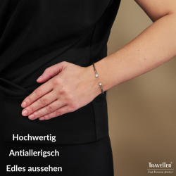 Traveller Armreif - Edelstahl - Zirkonia - 6x5 cm - Flexibel - 181309