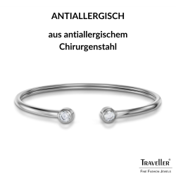 Traveller Armreif - Edelstahl - Zirkonia - 6x5 cm - Flexibel - 181309