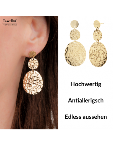 Traveller Ohrhänger - Vergoldet - Oval - Edelstahl - 45 x 25 mm - 181240