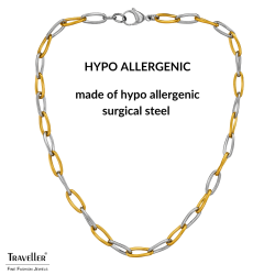 Traveller Necklace - Stainless Steel - Bicolor - Silver Coloured & Gold Plated - Links - 47cm - 181317