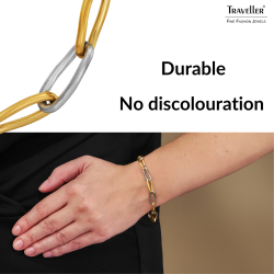 Traveller Bracelet - Stainless Steel - Bicolor - Silver Coloured & Gold Plated - Links - 21cm - 181318