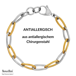 Traveller Armband - Edelstahl - Bicolor - Silberfarben & Vergoldet - Glieder - 21cm - 181318