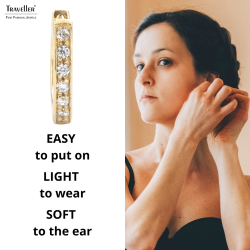 Traveller Hoop earrings - Stainless Steel - Gold Plated - Zirconia - 14 mm - 166313