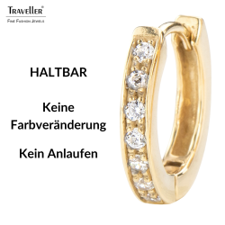 Traveller Creolen - Vergoldet - Edelstahl - Zirkonia - 14 mm - 166313