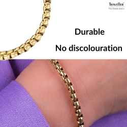 Traveller Bracelet - Stainless Steel - Gold Plated - Compact Links - 21 cm - 181218