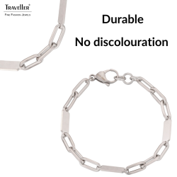 Traveller Bracelet - Men - Stainless Steel - Silver Coloured - Matt - Links - Opened and Closed - 22cm - 181243