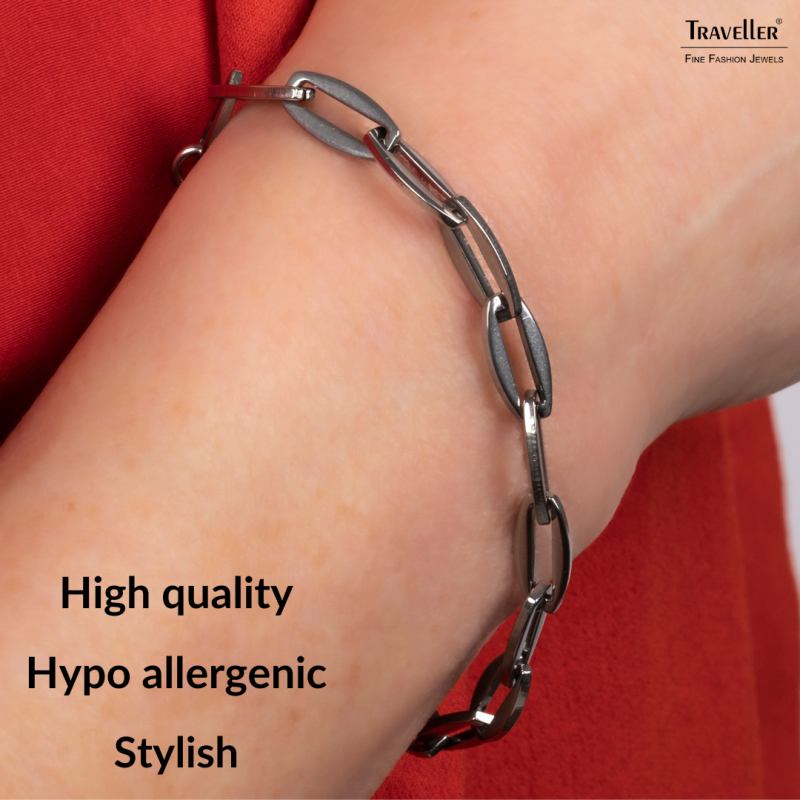 Traveller Bracelet - Stainless Steel - Silver Coloured - Links - 20 cm - 181224