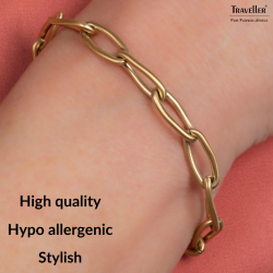 Traveller Bracelet - Stainless Steel - Gold Plated - Matt - Links - 21 cm - 181230