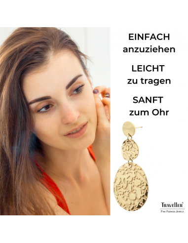 Traveller Ohrhänger - Vergoldet - Oval - Edelstahl - 45 x 25 mm - 181240