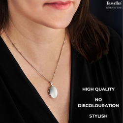 Traveller photo locket with chain - Sterling Silver- Made in Germany - Shiny - Oval - Sustainable - 16x23 mm - 45 cm - 571005