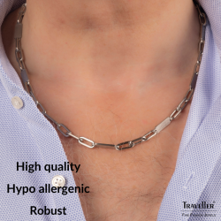 Traveller Necklace - Men - Matt Stainless Steel - 55cm long - 181242