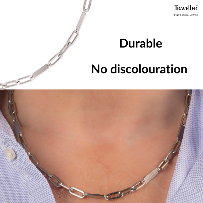 Traveller Necklace - Men - Matt Stainless Steel - 55cm long - 181242