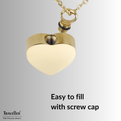 Traveller Necklace with Urn Pendant - Ash Pendant - 2x2cm- Gold Plated - Heart - Stainless Steel - 45-50cm - 181174