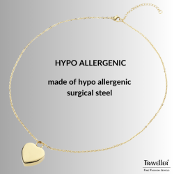 Traveller Necklace with Urn Pendant - Ash Pendant - 2x2cm- Gold Plated - Heart - Stainless Steel - 45-50cm - 181174