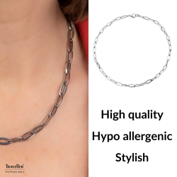 Traveller Necklace - Stainles Steel - Silver Coloured - Links 45 cm - 181223