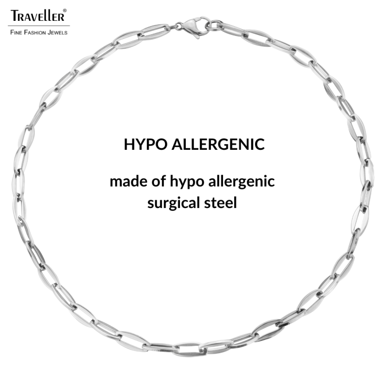 Traveller Necklace - Stainles Steel - Silver Coloured - Links 45 cm - 181223