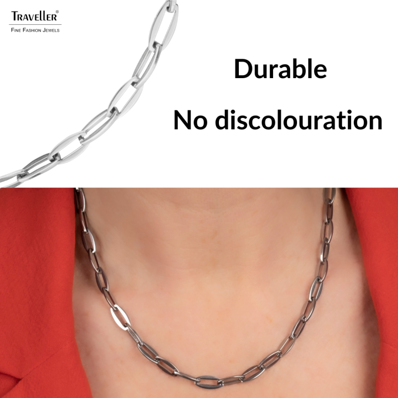 Traveller Necklace - Stainles Steel - Silver Coloured - Links 45 cm - 181223