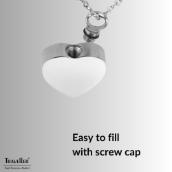 Traveller Necklace with Urn Pendant - Ash Pendant - 2x2cm - Silver Coloured - Heart - Stainless Steel - 45-50cm - 181175