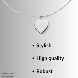 Traveller Necklace with Urn Pendant - Ash Pendant - 2x2cm - Silver Coloured - Heart - Stainless Steel - 45-50cm - 181175
