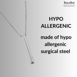 Traveller Necklace with Urn Pendant - Ash Pendant - 45mm - Stainless Steel - Zirconia - 45-50cm - 181139