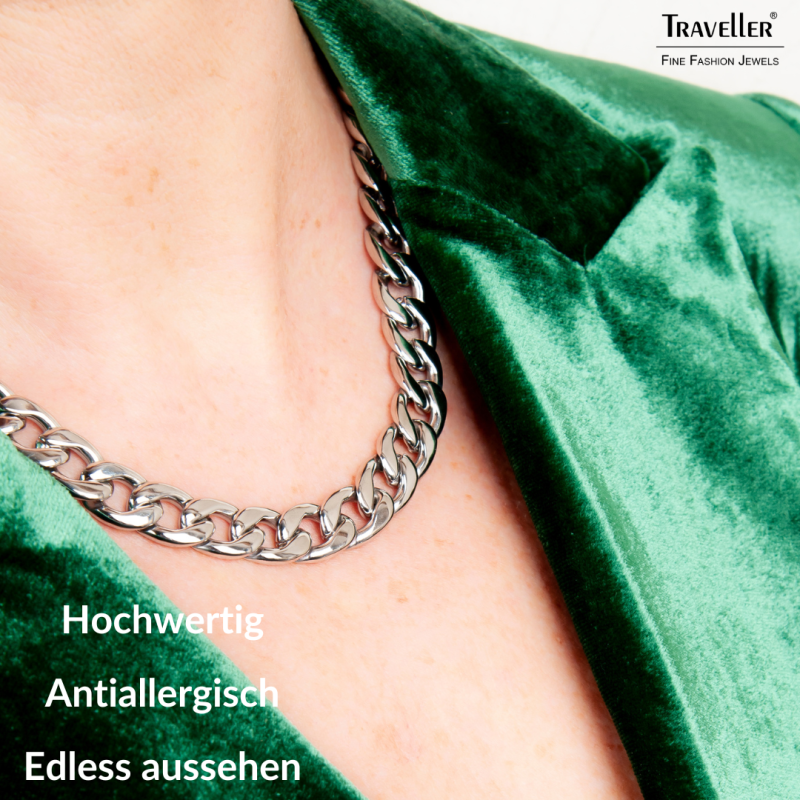 Traveller Damen Collier - Edelstahl - Silberfarben - Glieder - 45 cm - 181103