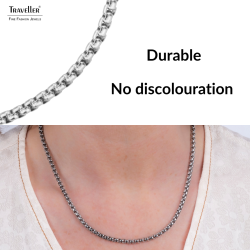 Traveller Necklace - Stainless Steel - Silver Coloured - Compact Links - 46 cm - 181219