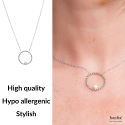 Traveller Necklace - Stainless Steel - Silver Coloured - Freshwater Pearl - 4 mm - Pendant 25 mm - 45+5 cm - 181236