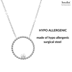 Traveller Necklace - Stainless Steel - Silver Coloured - Freshwater Pearl - 4 mm - Pendant 25 mm - 45+5 cm - 181236