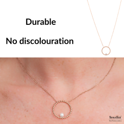 Traveller Necklace - Stainless Steel - Rosé Gold Plated - Freshwater Pearl - 4mm - Pendant 25 mm - 45+5cm - 181237