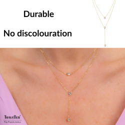 Traveller Necklace - Stainless Steel - Gold Plated - Zirconia - 2 Rows - 38-42 cm - 181238