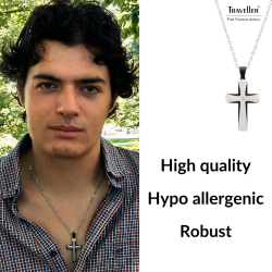 Traveller Cross Chain - Necklace - Stainless Steel - Black - Zrkonia - 50+5cm - 181214