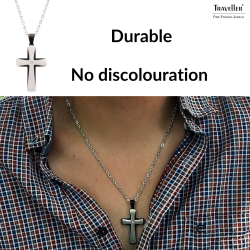 Traveller Cross Chain - Necklace - Stainless Steel - Black - Zrkonia - 50+5cm - 181214