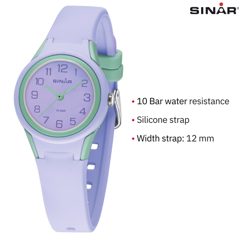 Sinar Watch - Analogue - Lilac / Mint - 29mm - 10 Bar - Soft Adjustable Strap 12-17.5cm