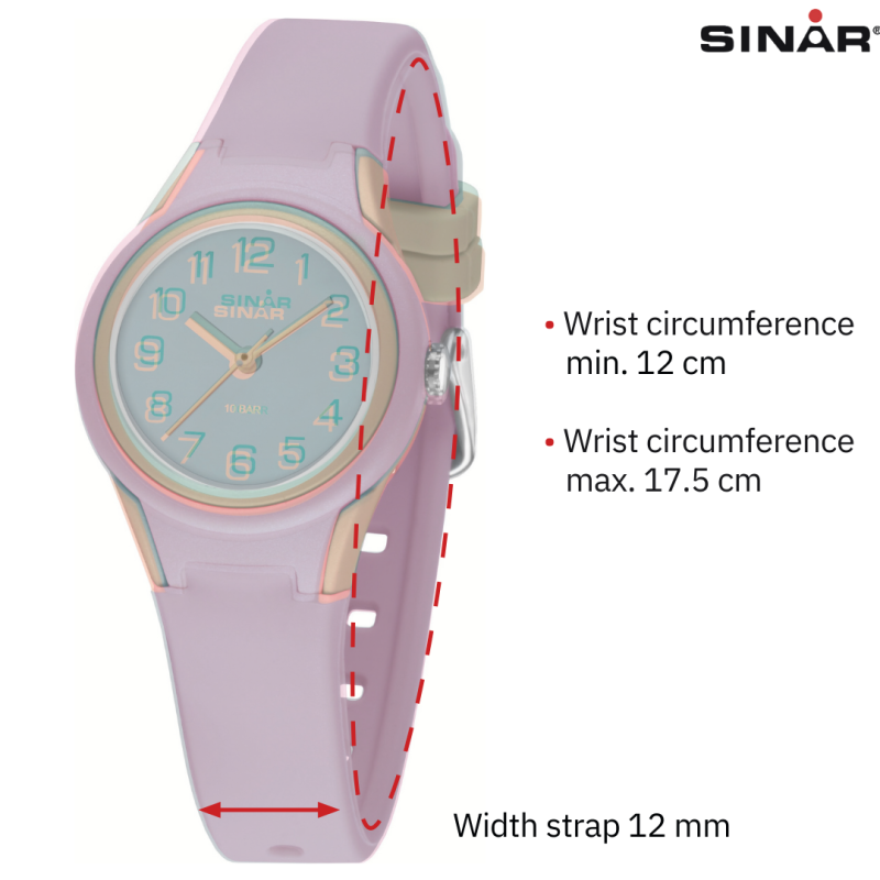 Sinar Watch - Analogue - Pink / Mint - 29mm - 10 Bar - Adjustable Strap 12-17,5cm